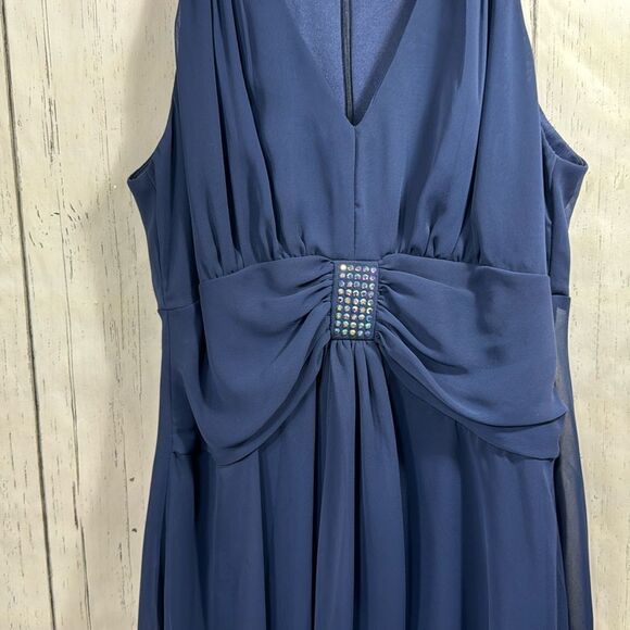 Coldwater Creek Babydoll Sleeveless Vintage V Neck Draped Embellished Blue Top - Picture 6 of 16